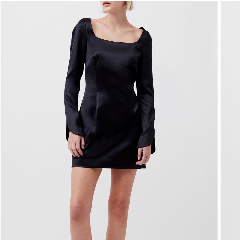 French Connection long sleeve satin mini dress - size 4